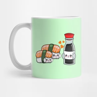 All i need is sushi and soya, Kawaii sushi and soya cartoon. Mug